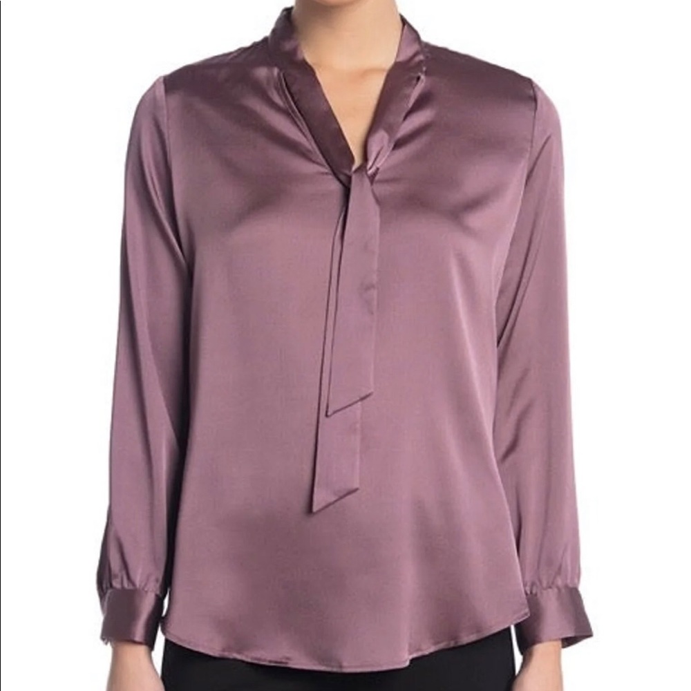 Adrianna Pappel Satin Tie Neck Blouse